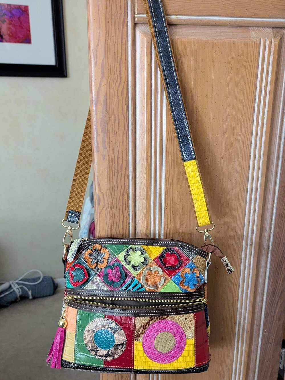 Colorful Patchwork Crossbody Bag - Multicolor